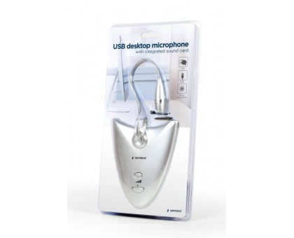 Мікрофон настільний MIC-DU-01, USB-підключення, вбудована звукова карта, сріблястий колір Мікрофон настільний MIC-DU-01, USB-підключення, вбудована звукова карта, сріблястий колір