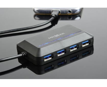 Хаб USB 3.0 Type-С на 4 порти, пластик, чорний Хаб USB 3.0 Type-С на 4 порти, пластик, чорний