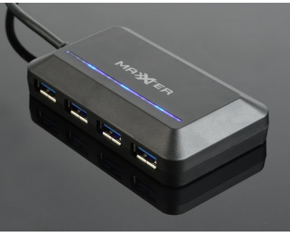 Хаб USB 3.0 Type-С на 4 порти, пластик, чорний Хаб USB 3.0 Type-С на 4 порти, пластик, чорний