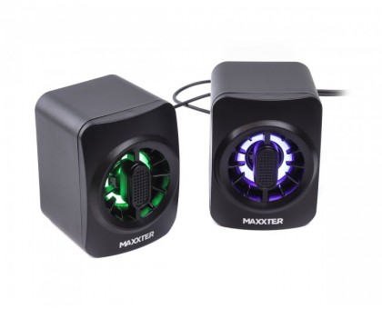Колонки акустичні Maxxter CSP-U005RGB, 6 Вт, USB живлення, RGB підсвічування, чорні Колонки акустичні Maxxter CSP-U005RGB, 6 Вт, USB живлення, RGB підсвічування, чорні