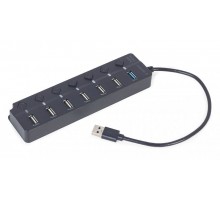 Хаб на 7 портiв (6хUSB2.0+1хUSB3.0) UHB-U3P1U2P6P-01, пластик, чорний