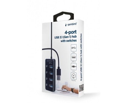 Хаб Gembird UHB-U3P4P-01 на 4 порти USB 3.1 Хаб Gembird UHB-U3P4P-01 на 4 порти USB 3.1