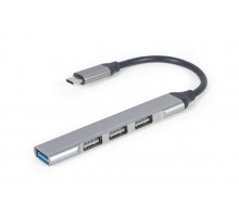 Хаб Gembird UHB-CM-U3P1U2P3-02 Type-C на 4 порти (1xUSB3.1 + 3xUSB2.0), метал, срiбний