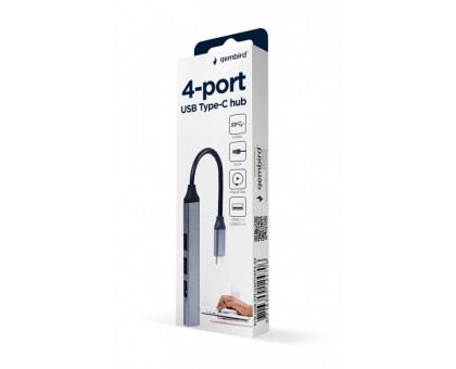 Хаб Gembird UHB-CM-U3P1U2P3-02 Type-C на 4 порти (1xUSB3.1 + 3xUSB2.0), метал, срiбний Хаб Gembird UHB-CM-U3P1U2P3-02 Type-C на 4 порти (1xUSB3.1 + 3xUSB2.0), метал, срiбний