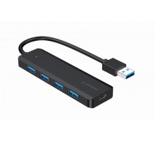 Хаб Gembird UHB-U3P4P-02 на 4 порти  USB 3.1, USB-A, USB-C PD, пластик, чорний