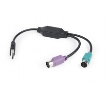 Перехідник Cablexpert UAPS12-BK, USB А-тато/2х PS/2, 30 см кабель