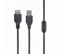 Подовжувач Cablexpert CCF-USB2-AMAF-15, преміум якість USB 2.0 A-папа/A-мама, 4.5 м, з феритовою серцевиною