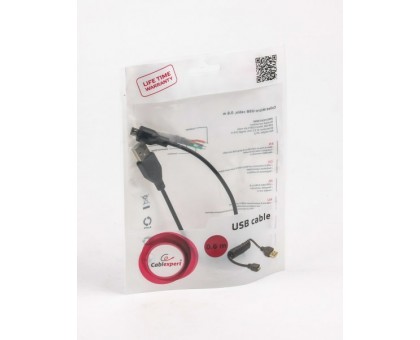 Кабель спіральний Cablexpert CC-mUSB2C-AMBM-0.6M USB 2.0 A-тато / Micro B-тато Кабель спіральний Cablexpert CC-mUSB2C-AMBM-0.6M USB 2.0 A-тато / Micro B-тато