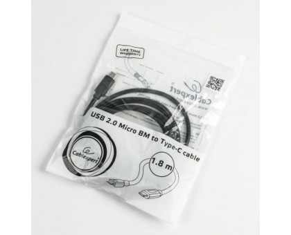 Кабель Cablexpert CCP-USB2-mBMCM-6, преміум якість USB 2.0 Micro BM-папа/C-папа, 1.8 м.