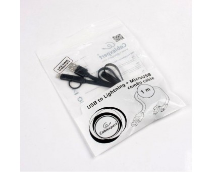 Кабель Cablexpert CC-USB2-AMLM2-1M, USB 2.0 AM-тато/Lightning+mUSB, 1.0 м.