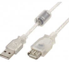 Подовжувач Cablexpert CCF-USB2-AMAF-TR-2M, преміум якість USB 2.0 A-тато/А-мама, 2.0 м, з феритовою серцевиною