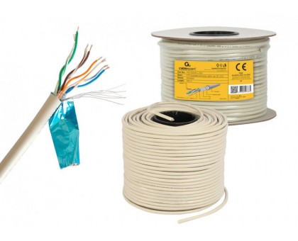 Звита пара, Cablexpert FPC-5004E-L/100, CAT5e, багатожильна, алюміній під міддю (CCA з AWG24), екранована фольгою, 100 м Звита пара, Cablexpert FPC-5004E-L/100, CAT5e, багатожильна, алюміній під міддю (CCA з AWG24), екранована фольгою, 100 м