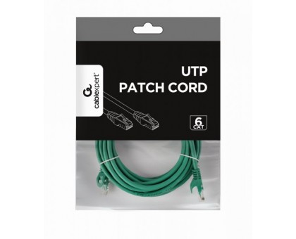 Патч корд Cablexpert PP6U-5M/G, UTP, категорія. 6, литий, 50u" штекер із фіксатором, 5 м, зелений Патч корд Cablexpert PP6U-5M/G, UTP, категорія. 6, литий, 50u" штекер із фіксатором, 5 м, зелений
