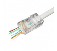 Конектор Cablexpert LC-PTU-01/50, 8P8C, CAT-5e, UTP, з наскрізними отворами, позолочені контакти (50 шт.)