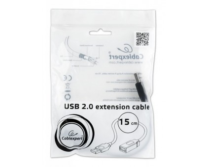 Подовжувач Cablexpert CCP-USB2-AMAF-0.15M , преміум якість USB 2.0 A-тато/A-мама, 0.15 м. Подовжувач Cablexpert CCP-USB2-AMAF-0.15M , преміум якість USB 2.0 A-тато/A-мама, 0.15 м.