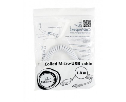 Кабель спіральний Cablexpert CC-mUSB2C-AMBM-6-W USB 2.0 A-папа / Micro B-папа Кабель спіральний Cablexpert CC-mUSB2C-AMBM-6-W USB 2.0 A-папа / Micro B-папа