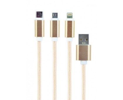 Зарядний кабель USB 3-в-1 Cablexpert CC-USB2-AM31-1M-G, AM-тато/Lightning/Micro/Type-C, 1.0 м. Зарядний кабель USB 3-в-1 Cablexpert CC-USB2-AM31-1M-G, AM-тато/Lightning/Micro/Type-C, 1.0 м.