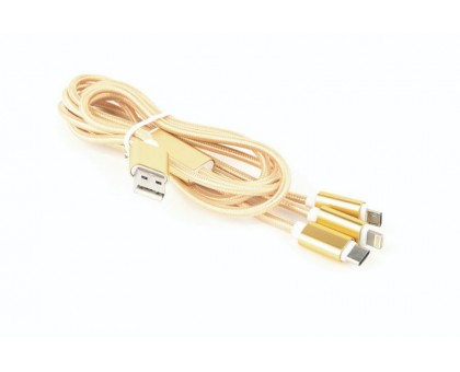 Зарядний кабель USB 3-в-1 Cablexpert CC-USB2-AM31-1M-G, AM-тато/Lightning/Micro/Type-C, 1.0 м. Зарядний кабель USB 3-в-1 Cablexpert CC-USB2-AM31-1M-G, AM-тато/Lightning/Micro/Type-C, 1.0 м.