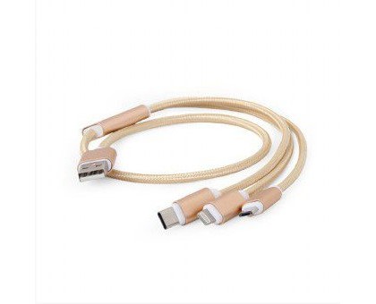 Зарядний кабель USB 3-в-1 Cablexpert CC-USB2-AM31-1M-G, AM-тато/Lightning/Micro/Type-C, 1.0 м. Зарядний кабель USB 3-в-1 Cablexpert CC-USB2-AM31-1M-G, AM-тато/Lightning/Micro/Type-C, 1.0 м.