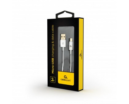 Кабель Cablexpert CC-USB2P-AMmBM-2M-W, USB 2.0 A-тато/Micro B-тато, 2,0 м. Кабель Cablexpert CC-USB2P-AMmBM-2M-W, USB 2.0 A-тато/Micro B-тато, 2,0 м.