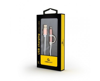 Кабель Cablexpert CC-USB2-AM8PmB-1M-PK, USB 2.0 AM-папа/Lightning+mUSB, 1.0 м. Кабель Cablexpert CC-USB2-AM8PmB-1M-PK, USB 2.0 AM-папа/Lightning+mUSB, 1.0 м.
