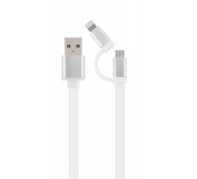 Кабель Cablexpert CC-USB2-AM8PmB-1M-SV, USB 2.0 AM-папа/Lightning+mUSB, 1.0 м.
