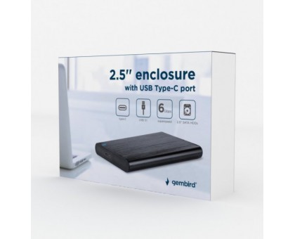 Зовнішня кишеня Gembird EE2-U3S-6 2.5", USB3.1, чорний колір, алюміній Зовнішня кишеня Gembird EE2-U3S-6 2.5", USB3.1, чорний колір, алюміній