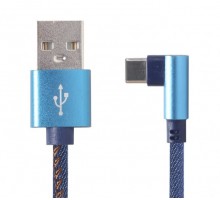 Кабель кутовий Cablexpert CC-USB2J-AMCML-1M-BL, преміум якість USB 2.0 A-тато/C-тато, синій, 1 м.