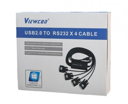 Кабель-перехідник Viewcon VE671 USB 2.0 на 4 COM, 1 м