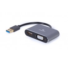 Адаптер-перехідник Cablexpert A-USB3-HDMIVGA-01 USB-A на HDMI/VGA