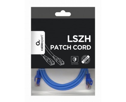 Патч корд Cablexpert PP6A-LSZHCU-B-2M, S/FTP, литий, 50u" штекер із фіксатором, 2 м, синій Патч корд Cablexpert PP6A-LSZHCU-B-2M, S/FTP, литий, 50u" штекер із фіксатором, 2 м, синій