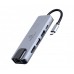 Адаптер Cablexpert A-CM-COMBO5-04, Док станція USB Type-C 5-в-1 (хаб/HDMI/PD/LAN), сірий