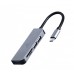 Адаптер Cablexpert UHB-CM-CRU3P1U2P2-01, з USB-С на 1 х USB 3.1 Gen1 (5 Gbps), 2 х USB 2.0, кардридер, метал, сірий