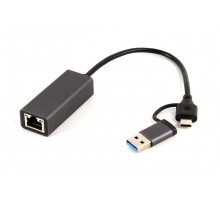 Адаптер Cablexpert A-USB3AC-LAN-01, з  USB Type-A/C на Gigabit Ethernet