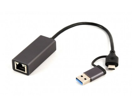 Адаптер Cablexpert A-USB3AC-LAN-01, з USB Type-A/C на Gigabit Ethernet Адаптер Cablexpert A-USB3AC-LAN-01, з USB Type-A/C на Gigabit Ethernet
