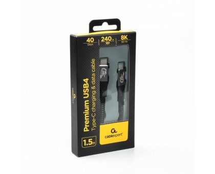 Кабель Cablexpert CCBP-USB4-CMCM240-1.5M, преміум якість, USB4, C-тато/C-тато, 1,5 м. Кабель Cablexpert CCBP-USB4-CMCM240-1.5M, преміум якість, USB4, C-тато/C-тато, 1,5 м.