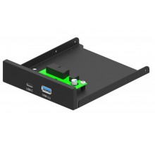 Внутрішня передня панель Gembird FDI3-U3C-01 до ПК 3.5'', USB3.1 Type-A+Type-C, чорна