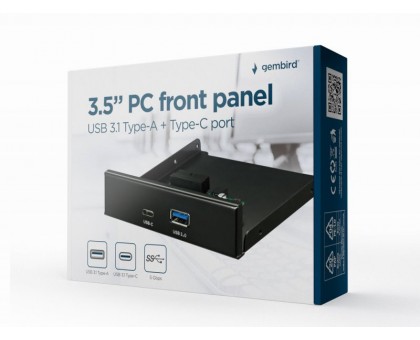 Внутрішня передня панель Gembird FDI3-U3C-01 до ПК 3.5'', USB3.1 Type-A+Type-C, чорна Внутрішня передня панель Gembird FDI3-U3C-01 до ПК 3.5'', USB3.1 Type-A+Type-C, чорна