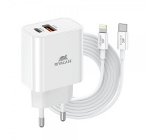 Мережевий ЗП, RivaCase PS4102 WD5, PD 20W+QC3.0, білий
