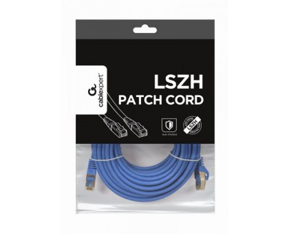 Патч корд Cablexpert PP6A-LSZHCU-B-15M, S/FTP, литий, 50u" штекер із фіксатором, 15 м, синій Патч корд Cablexpert PP6A-LSZHCU-B-15M, S/FTP, литий, 50u" штекер із фіксатором, 15 м, синій
