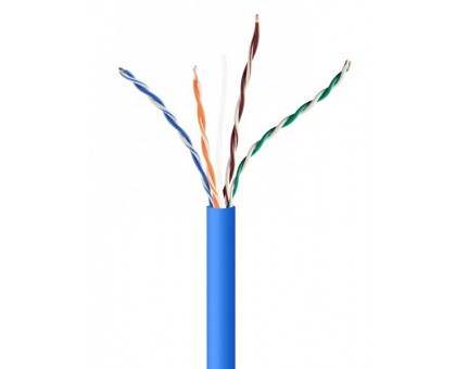 Звита пара,Cablexpert UPC-5004E-SOL-B, CAT5e, одножильна, алюміній під міддю (CCA з AWG24), неекранована, голубий, 305 м Звита пара,Cablexpert UPC-5004E-SOL-B, CAT5e, одножильна, алюміній під міддю (CCA з AWG24), неекранована, голубий, 305 м