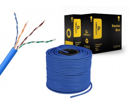 Звита пара,Cablexpert UPC-5004E-SOL-B, CAT5e, одножильна, алюміній під міддю (CCA з AWG24), неекранована, голубий, 305 м Звита пара,Cablexpert UPC-5004E-SOL-B, CAT5e, одножильна, алюміній під міддю (CCA з AWG24), неекранована, голубий, 305 м