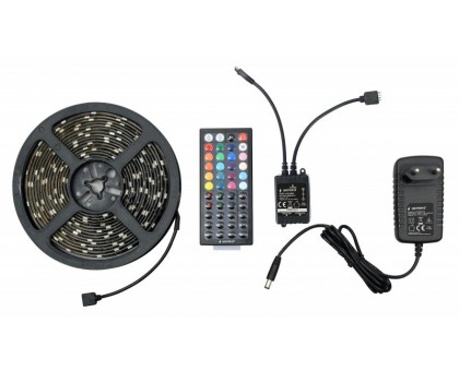 Світлодіодна стрічка Gembird LED-S-RGB500-01 з RGB підсвічуванням, 5м, 280 lm, IP65, 1.5м кабель з живленням Світлодіодна стрічка Gembird LED-S-RGB500-01 з RGB підсвічуванням, 5м, 280 lm, IP65, 1.5м кабель з живленням