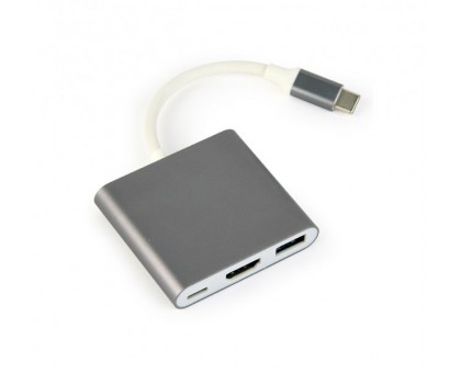 Адаптер-перехідник Cablexpert A-CM-HDMIF-02-SG Type-C на на HDMI/USB 3.0/USB-C Адаптер-перехідник Cablexpert A-CM-HDMIF-02-SG Type-C на на HDMI/USB 3.0/USB-C