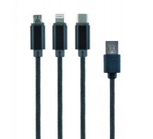 Зарядний кабель USB 3-в-1 Cablexpert CC-USB2-AM31-1M, AM-тато/Lightning/Micro/Type-C, 1.0 м.