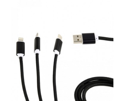 Зарядний кабель USB 3-в-1 Cablexpert CC-USB2-AM31-1M, AM-тато/Lightning/Micro/Type-C, 1.0 м.