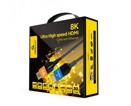 Кабель Cablexpert CC-HDMI8K-AOC-30M, оптичний (AOC) HDMI V.2.1, 8К 60Гц/4К 120Гц, позолочені конектори, 30 м Кабель Cablexpert CC-HDMI8K-AOC-30M, оптичний (AOC) HDMI V.2.1, 8К 60Гц/4К 120Гц, позолочені конектори, 30 м