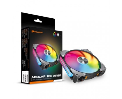 Корпусний вентилятор Cougar Apolar 120 ARGB (White) 120мм Hydro Dynamic Bearing, 4 Pin PWM / 3 Pin ARGB з ARGB підсвічуванням, чорний Корпусний вентилятор Cougar Apolar 120 ARGB (White) 120мм Hydro Dynamic Bearing, 4 Pin PWM / 3 Pin ARGB з ARGB підсвічуванням, чорний