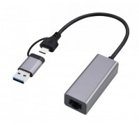 Адаптер Cablexpert A-USB3AC-LAN2G-01, з  USB Type-A/C на 2,5 Gigabit Ethernet
