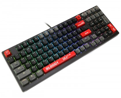 Механічна клавіатура A4Tech Bloody S98 (Bloody Red), червоні світчі, RGB підсвічування клавіш, USB, чорна Механічна клавіатура A4Tech Bloody S98 (Bloody Red), червоні світчі, RGB підсвічування клавіш, USB, чорна